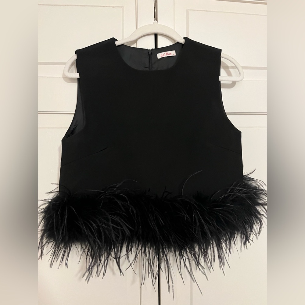 Black feather top